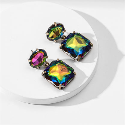 Colorful Rhinestone Geometric Female Super Flash Earrings