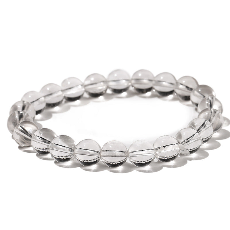 Natural White Crystal Transparent Round Beads Bracelets