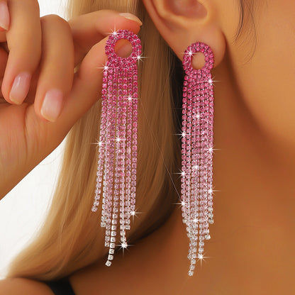 Long Fringe Street Shot Bridal Wedding Dinner Earrings