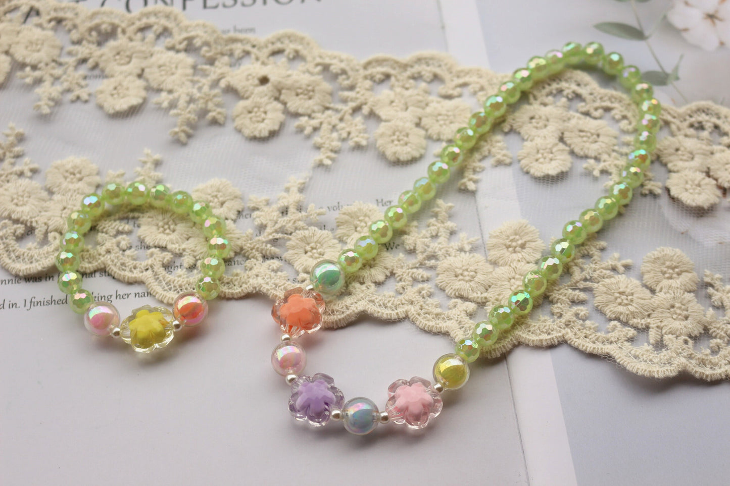 Korean Style Shiny Transparent Flower Candy Color Necklaces