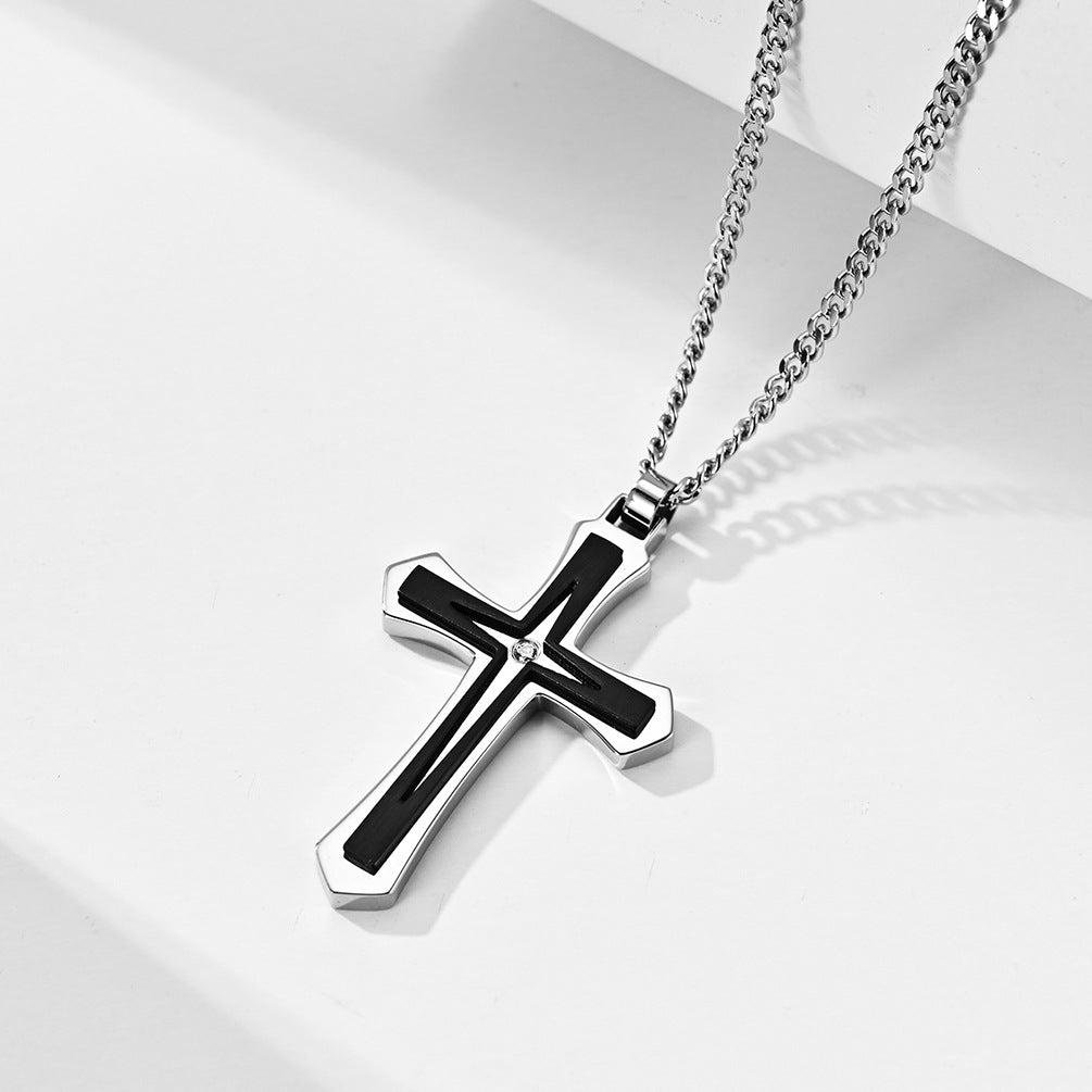 Men's Stainless Steel Two-color Cross Trendy Titanium Pendants