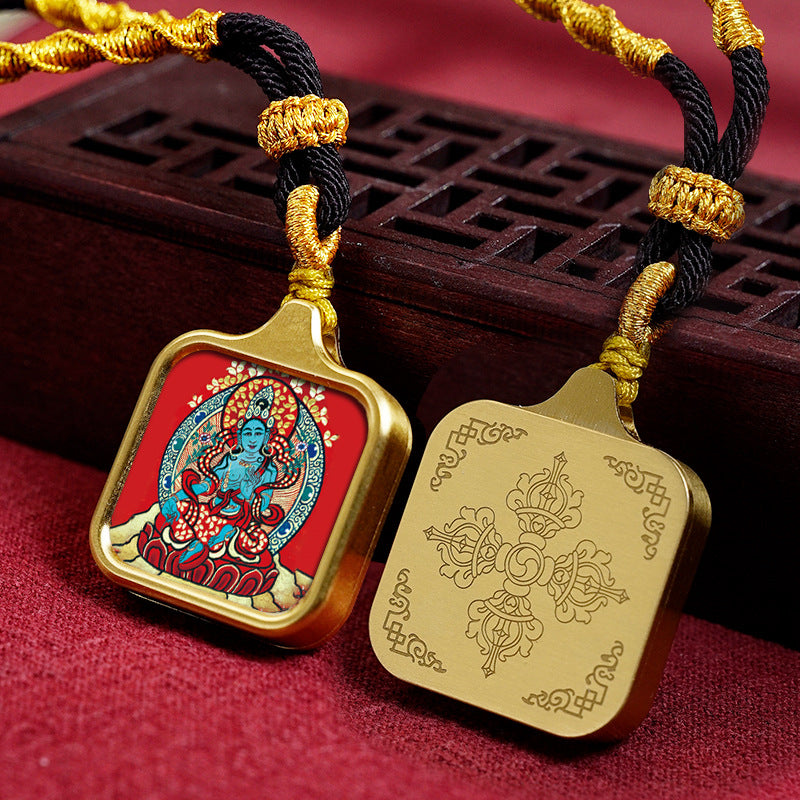 Women's & Men's Statue Of The Buddha Carry-on Yellow Wealth Bodhisattva Pendants