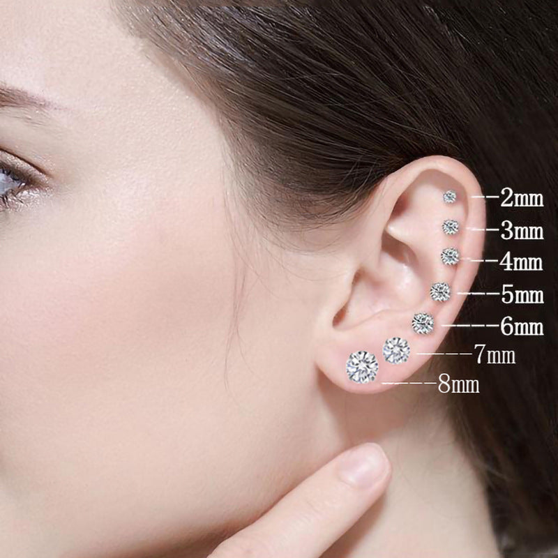 Titanium Steel Fashion Zircon Stainless Ear Bone Nail Simple Earrings