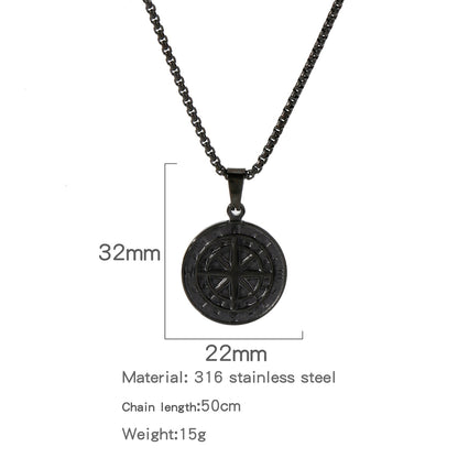 Men's Fashion Viking Nordic Style Metal Compass Necklaces