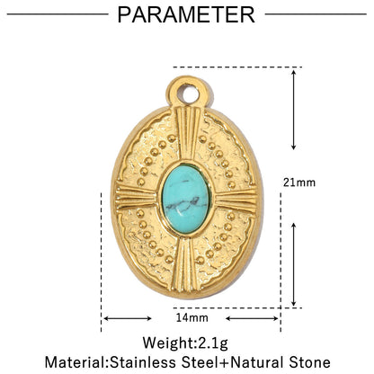 Natural Stone Titanium Steel Female French Pendants