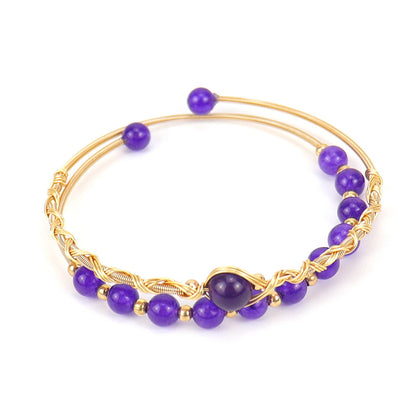 Hand-woven Agate Beads Crystal Stone Round Bracelets