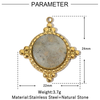 Natural Stone Titanium Steel Female French Pendants