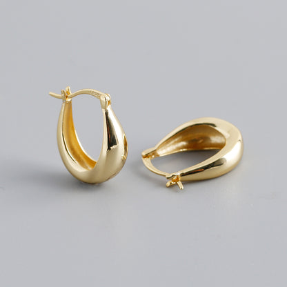 Women's U-shaped Personality Sterling Sier Gold Glossy Earrings