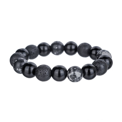 Men's Volcanic Rock Snowflake Stone Beads Vintage Bracelets