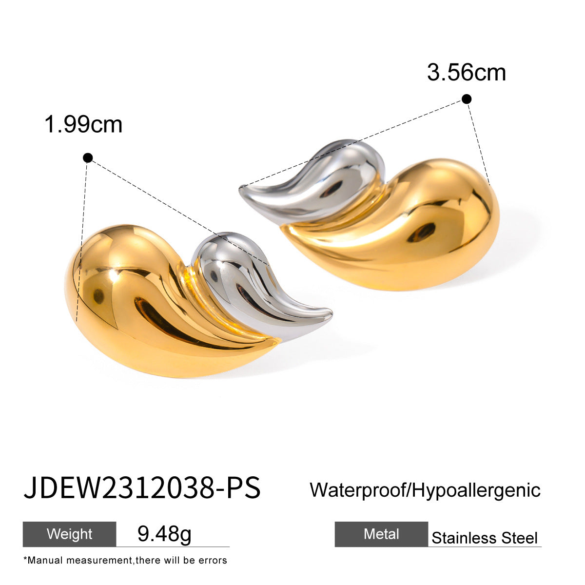 Gold Sier Two-color Irregular Stainless Steel Earrings