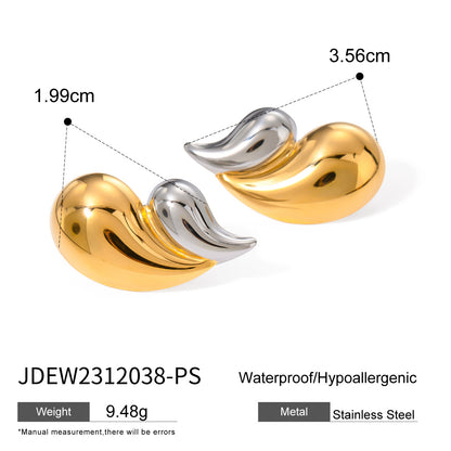 Gold Sier Two-color Irregular Stainless Steel Earrings