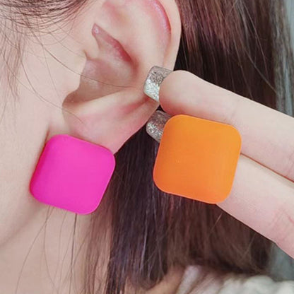 Women's Color Square Acrylic Summer Double-sided Spray Paint Earrings