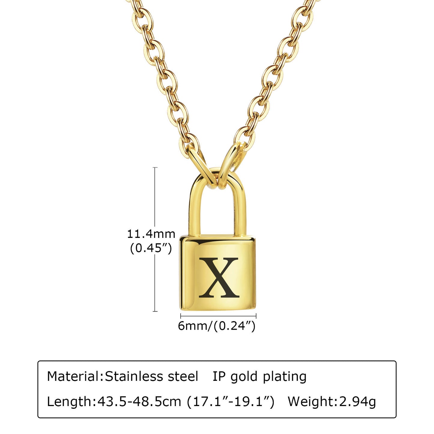 Letter Stainless Steel Lock Head Fashion Necklaces