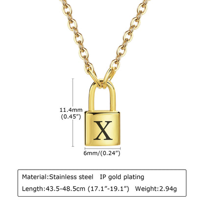 Letter Stainless Steel Lock Head Fashion Necklaces