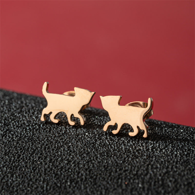 Fashion Small Ear Female Cute Stainless Steel Animal Pet Earrings