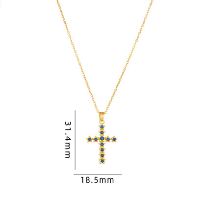 Titanium Steel Female Inlaid Color Zircon Necklaces