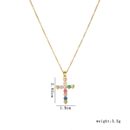 Titanium Steel Female Inlaid Color Zircon Necklaces