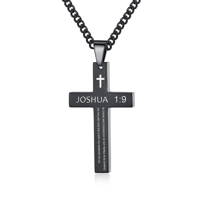 Cross Stainless Steel Color Oval Buckle Necklaces