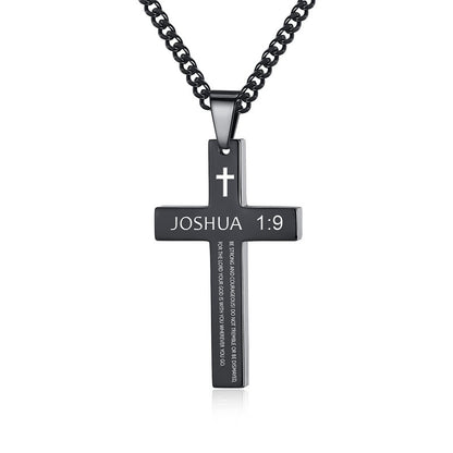 Cross Stainless Steel Color Oval Buckle Necklaces