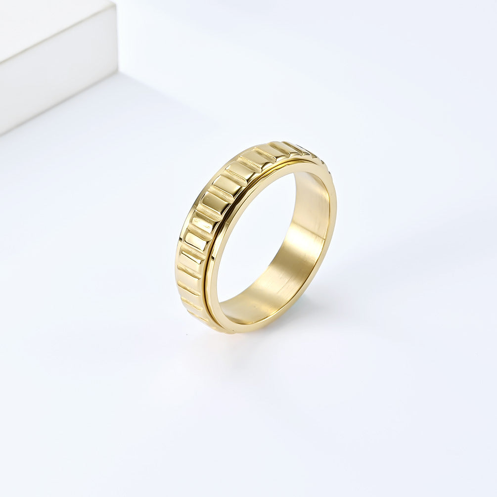 Women's & Men's Unisex Style Rotatable Lattice Titanium Steel Cold Rings