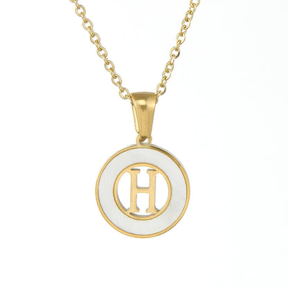 Hollow Titanium Steel Metal English Letter Female Necklaces