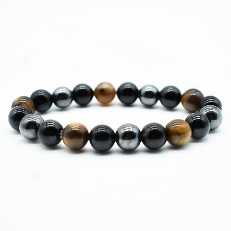 Women's & Men's Stone Imitation Black Agate Beaded Couple Bracelets