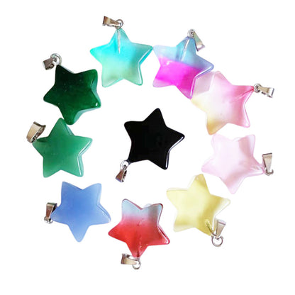 Natural Crystal Pentagram Star Moon Ornament Pendants