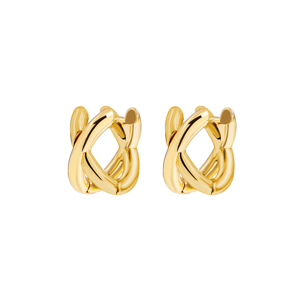 Circle Simple Elegant Gold Sier Two-color Earrings