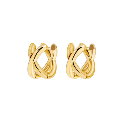 Circle Simple Elegant Gold Sier Two-color Earrings