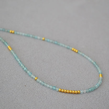 Fresh Elegant Minority Simple Aquamarine Real Necklaces