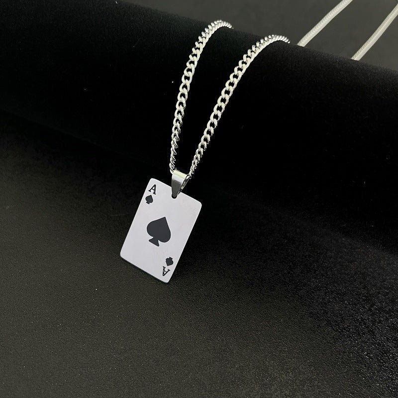 Women's & Men's Chain Hip Hop Niche Creative Poker Titanium Steel Pendants