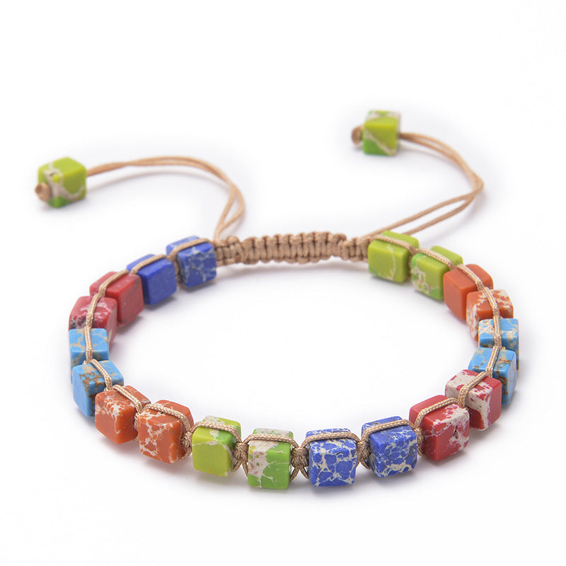 Square Emperor Stone Woven Colorful Natural Female Bracelets