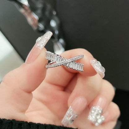 Light Luxury Cross Full Rhinestone Zircon Rings