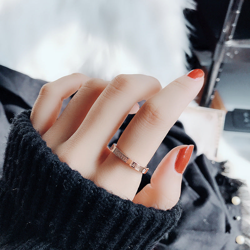 Women's Korean Style Simple Fashionable Rose Gold Rings