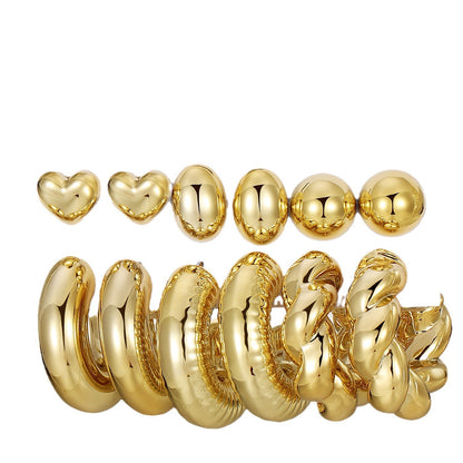 Golden Personality Water Drop Creative Complex Earrings