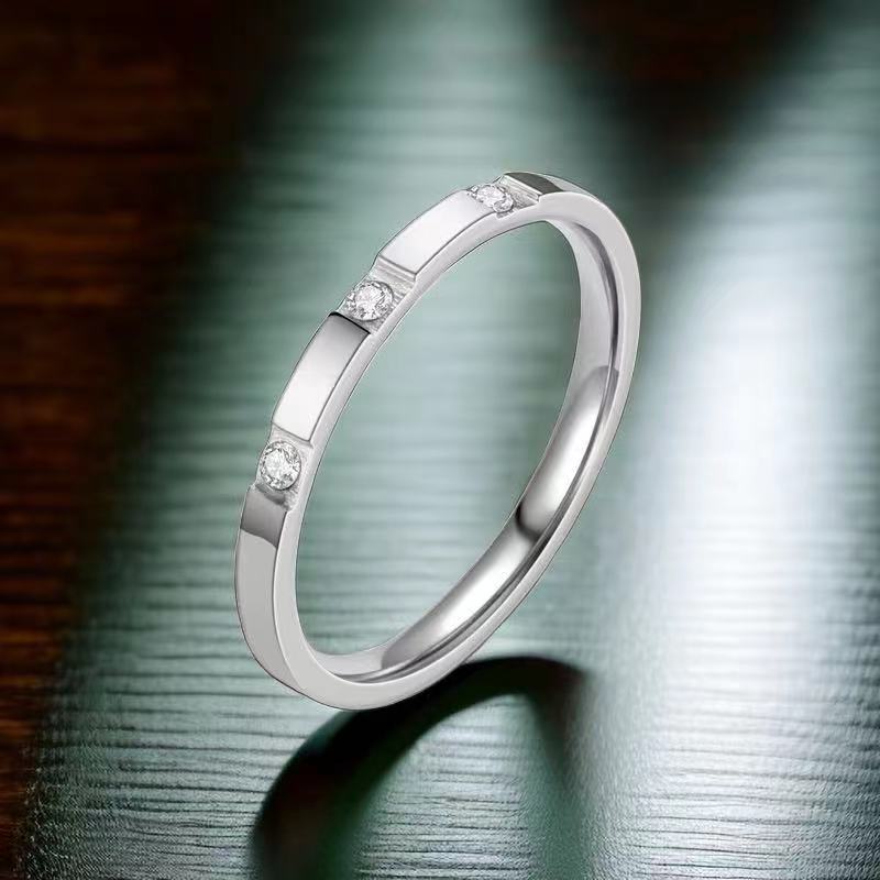 Stainless Steel Female Niche Diamond Titanium Rings