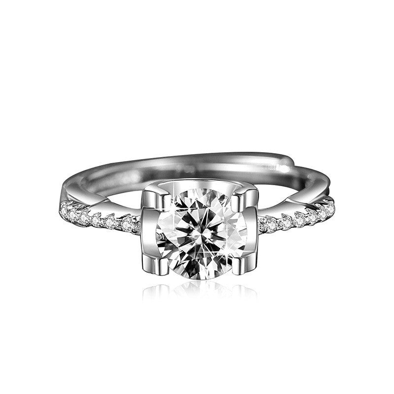 Elegant Imitation Moissanite Open Adjustable Live Broadcast Rings