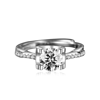 Elegant Imitation Moissanite Open Adjustable Live Broadcast Rings