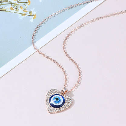 Devil's Eye Spot Drill Heart-shaped Blue Necklaces