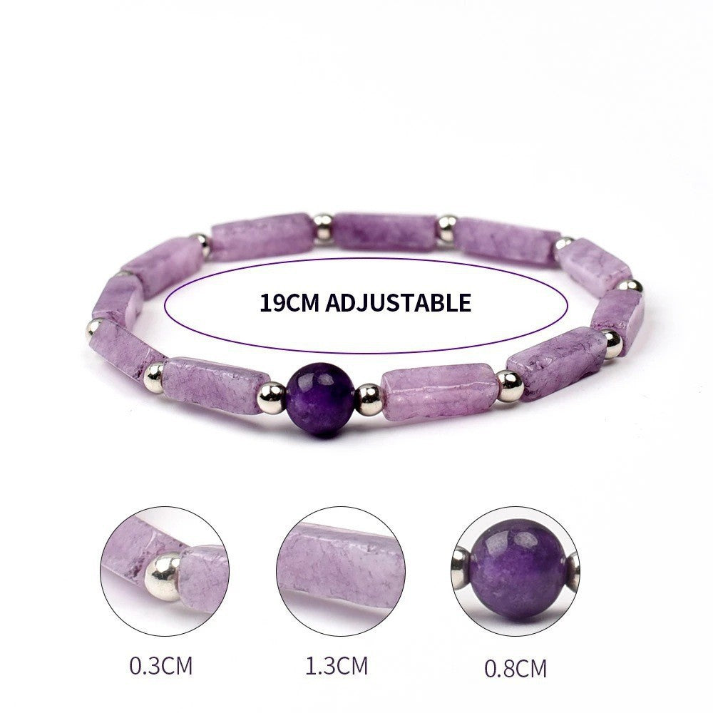 Women's Amethyst Rectangular Bar Beads Simple Fashion Charm Bracelets