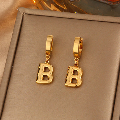 English Letter Ear Clip High Sense Earrings