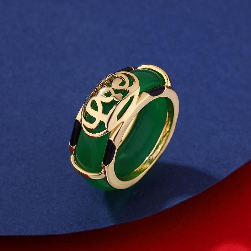 Jade Sterling Sier Plated Gold Inlaid With Rings