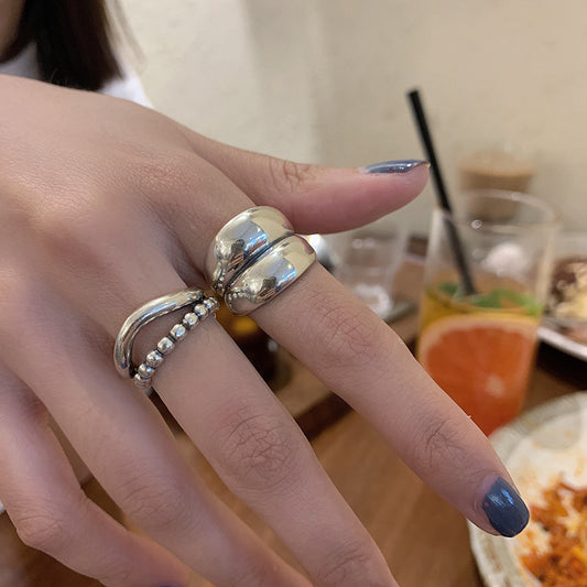 Female Sier Personality Distressed Geometric Simple Rings