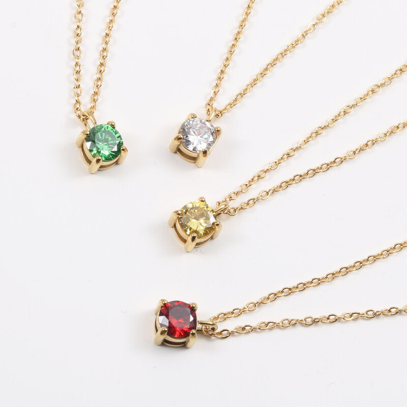 Multicolor Karat Zircon Titanium Steel Gold Necklaces