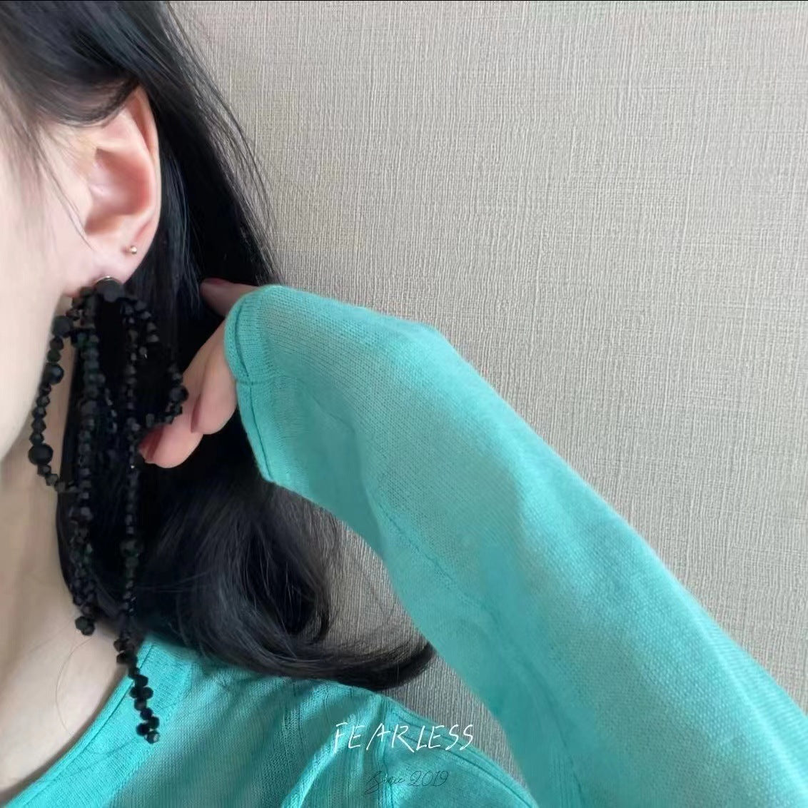 Metal Korean Style Spring Black Bow Earrings