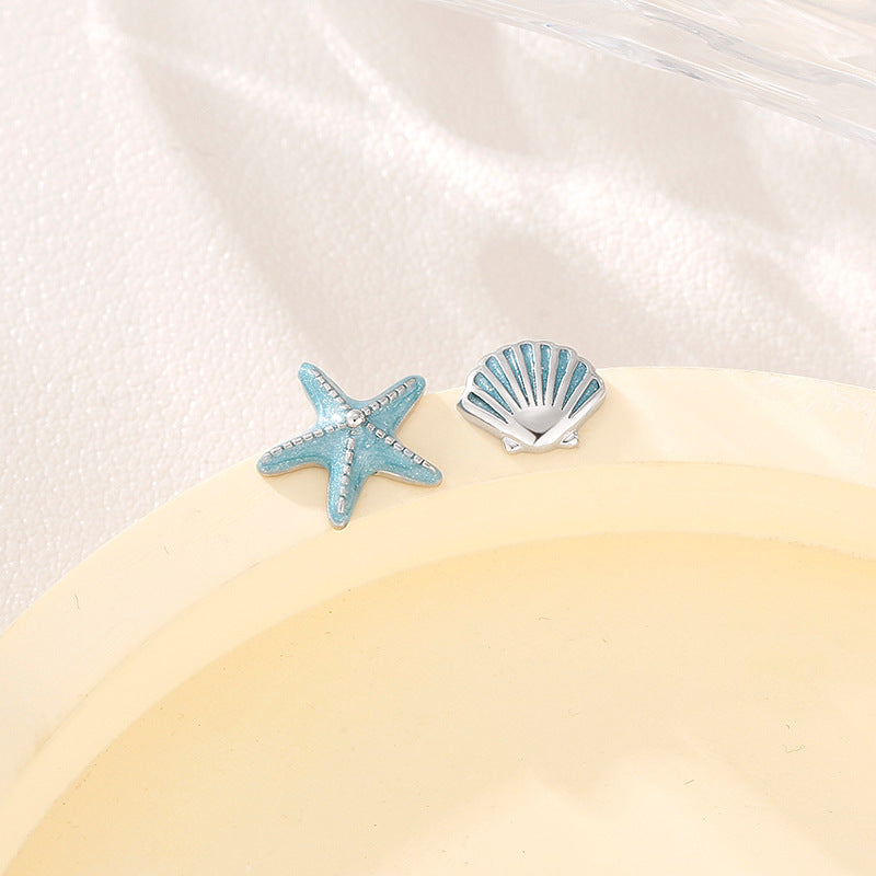 Fresh Blue Starfish Female Summer Niche Earrings