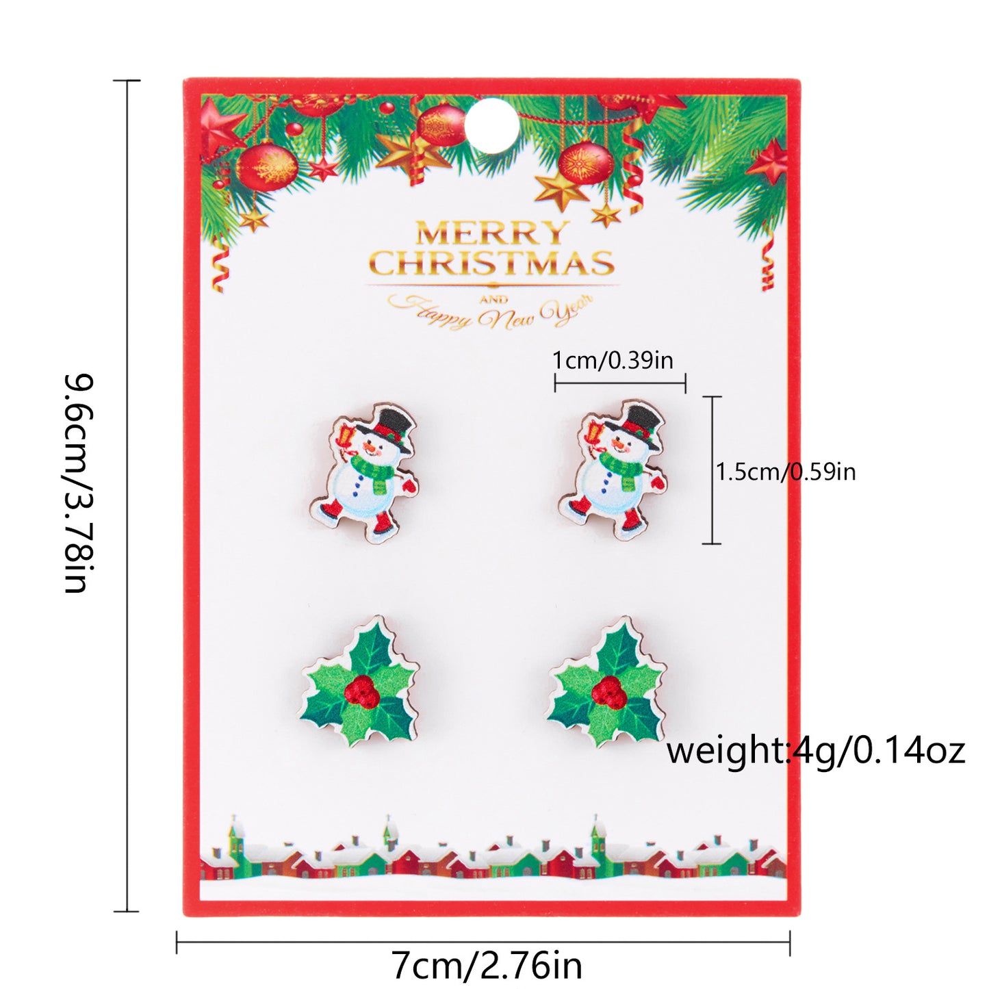 Women's Snowman Snowflake Combination Suit Wooden Cardboard Earrings