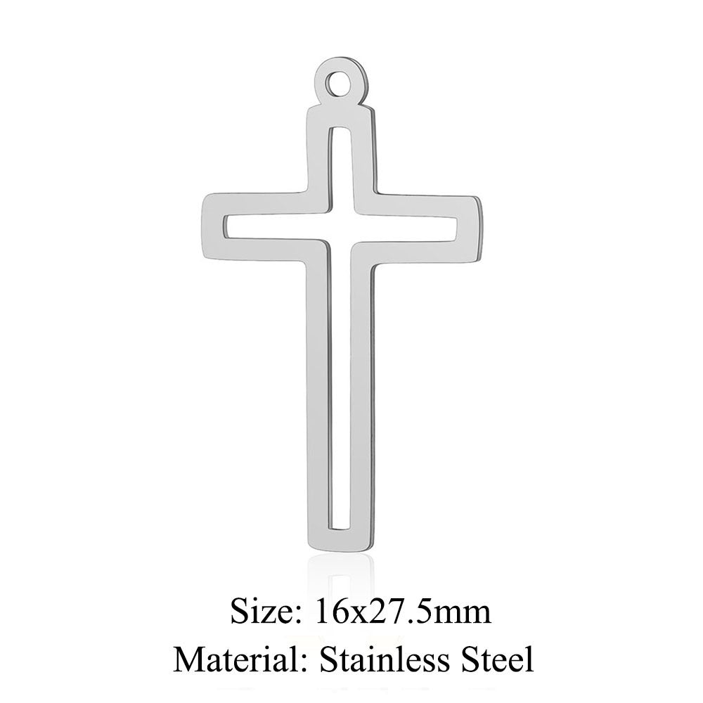 Titanium Steel Hollow Cross Crown Holy Device Pendants