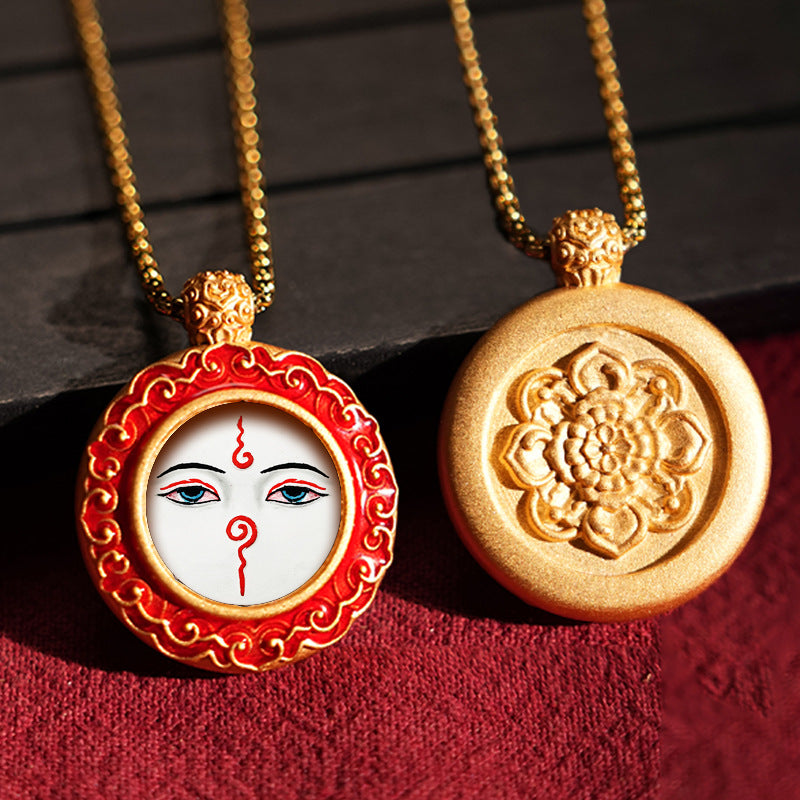 Three-dimensional Tibetan Style Fifth Master Brass Painted Wipe Pendants