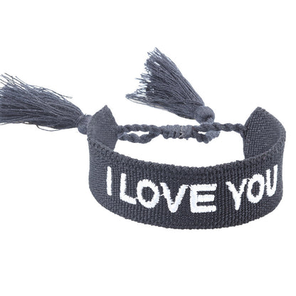 Women's & Men's Couple Letter Embroidery Wrist Strap Tassel Bracelets